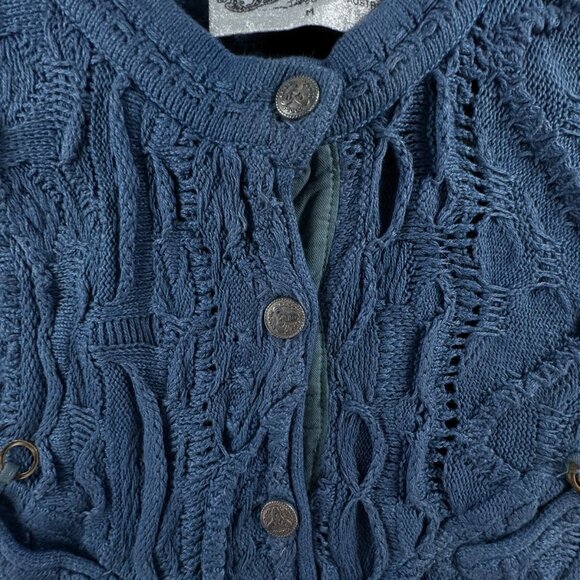 COOGI Blues Authentic Women Sweater Knit Pullover Blue Medium Cotton Henley - Picture 8 of 16